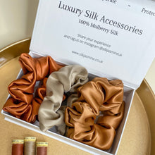 Load image into Gallery viewer, Mulberry Silk Hair Scrunchie Gift Set UK
