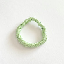 Load image into Gallery viewer, Pistachio green silk skinny scrunchie UK
