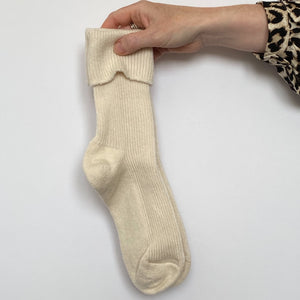 Ivory Cashmere Socks UK 