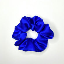 Load image into Gallery viewer, Oversized Cobalt Blue Mulberry Silk Hair Scrucnhie
