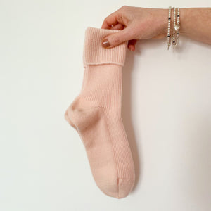Peachy pink cashmere bed socks UK