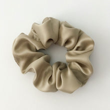 Load image into Gallery viewer, Champagne beige mulberry silk hair scrunchie hand made UK
