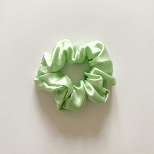 Pale Green Mulberry Silk Hair Scrunchie Hand Made in the UK