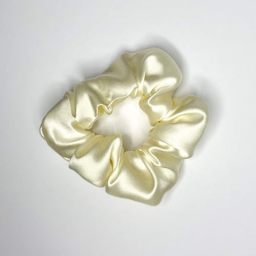 Ivory Mulberry silk hair scrunchie hand made in the UK